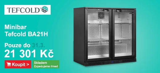 Minibar prosklené křídlové dveře, černá Tefcold BA21H