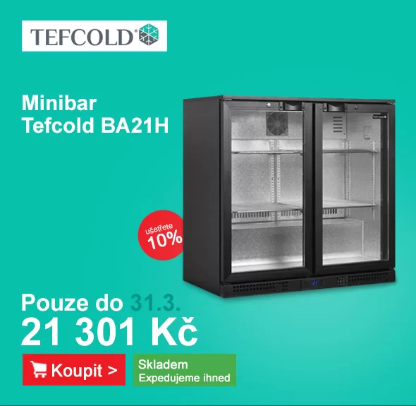 Minibar prosklené křídlové dveře, černá Tefcold BA21H
