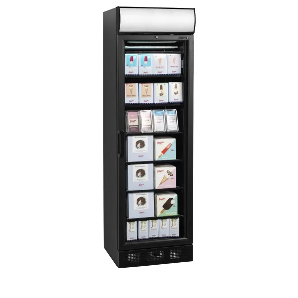 Mrazicí skříň prosklené dveře, černá Tefcold UFSC371GCP Black