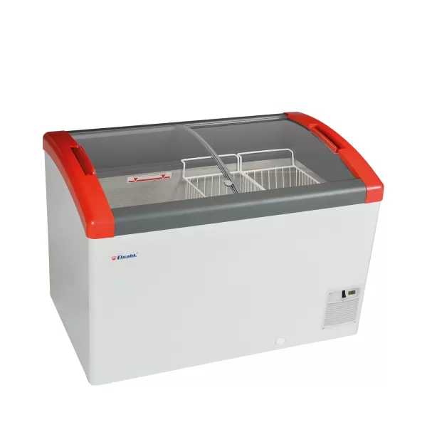 Pultová mraznička, posuv. oblé víko Elcold Focus 106 RED