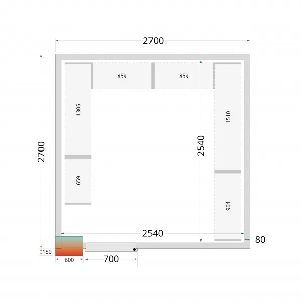 Panely ke stavebnicovým boxům 80 mm Tefcold CR 270x270x220